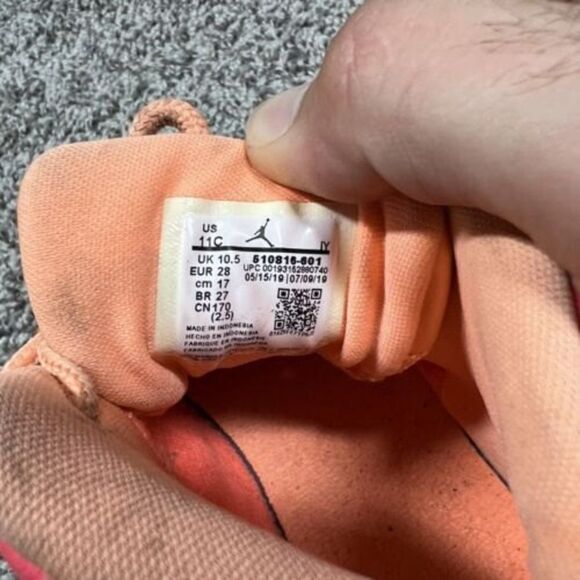 Nike Jordan 12 Retro PS Racer Pink/White-Hot Punch 510816-601 Size 11C - Picture 7 of 8